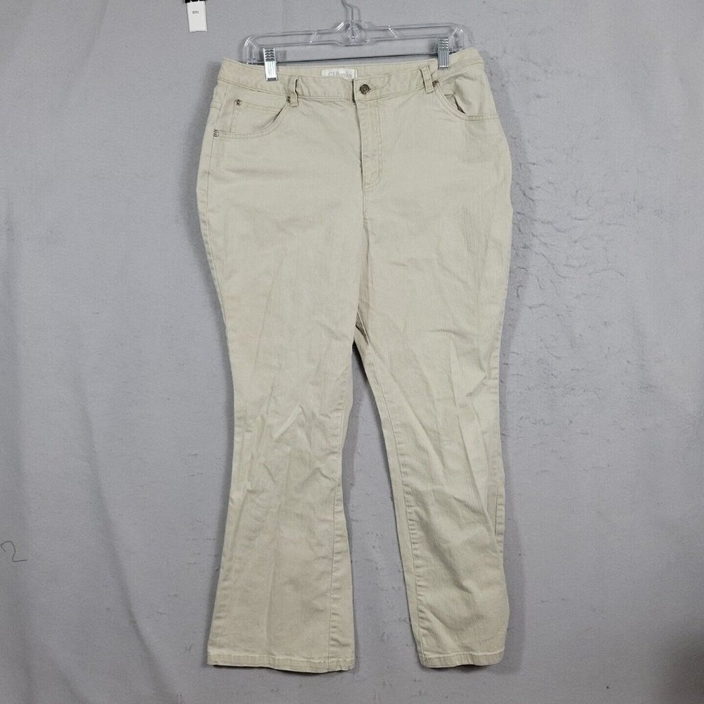 CJ Banks Plus size 14W Denim Ivory Pants Dark Wash Stretch Elastic Waist career